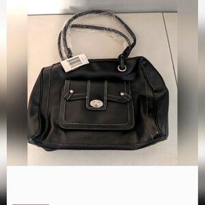 Vintage Retro Rare Black Leather Carry On Bag Purse Travel Gift Duffle Bag Gym